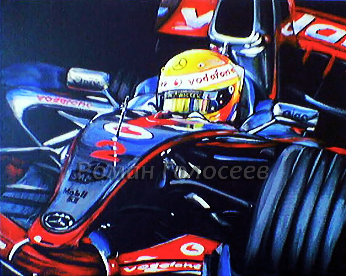 "Льюис Хэмилтон, McLaren MP4-23, 2008", 40х50, акрил, холст, 31.03.2008