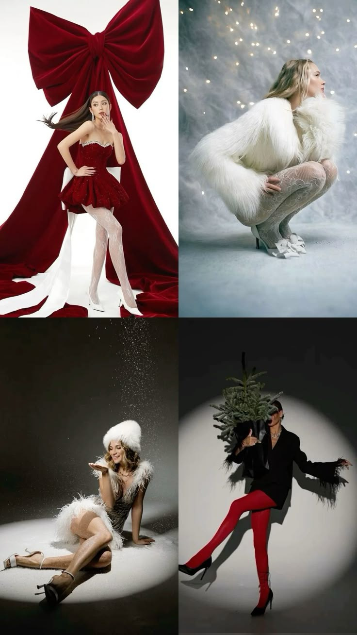 Идеи для новогодней фотосессии в студии на цветном фотофоне. Портретный, свадебный, репортажный фотограф во Владивостоке Юлиана Джули Фокс