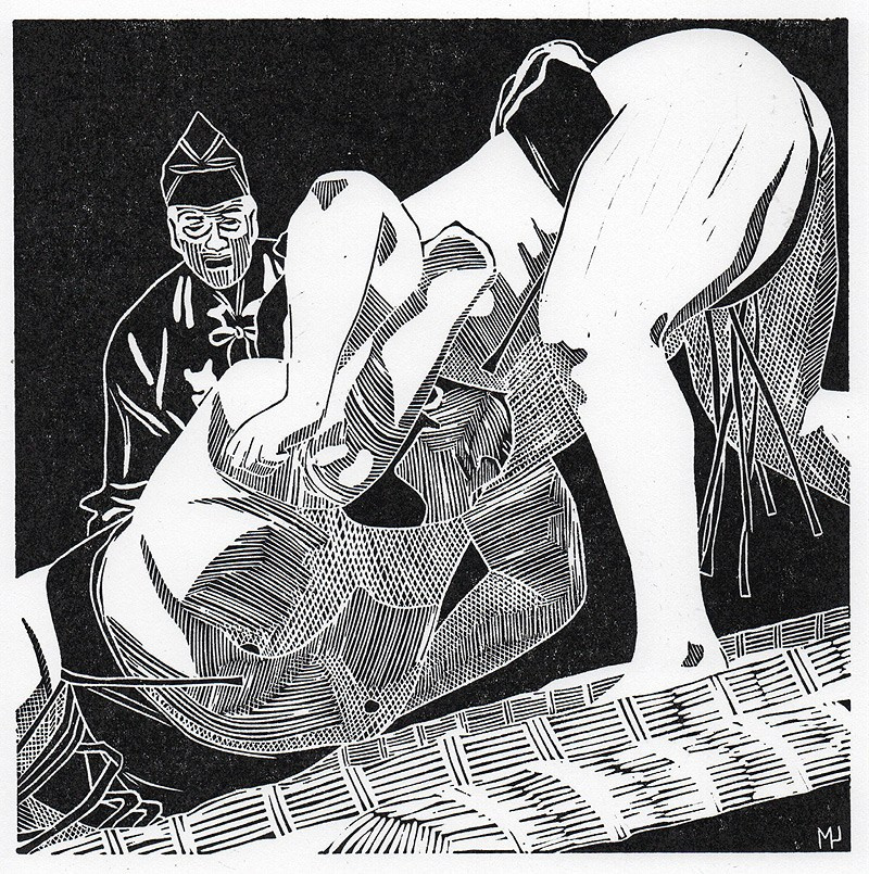 Серия линогравюр Grand Sumo Highlights  по мотивам турниров сумо. Авторская линогравюра, ручная печать на бумаге Ватман Гознак. 大相撲