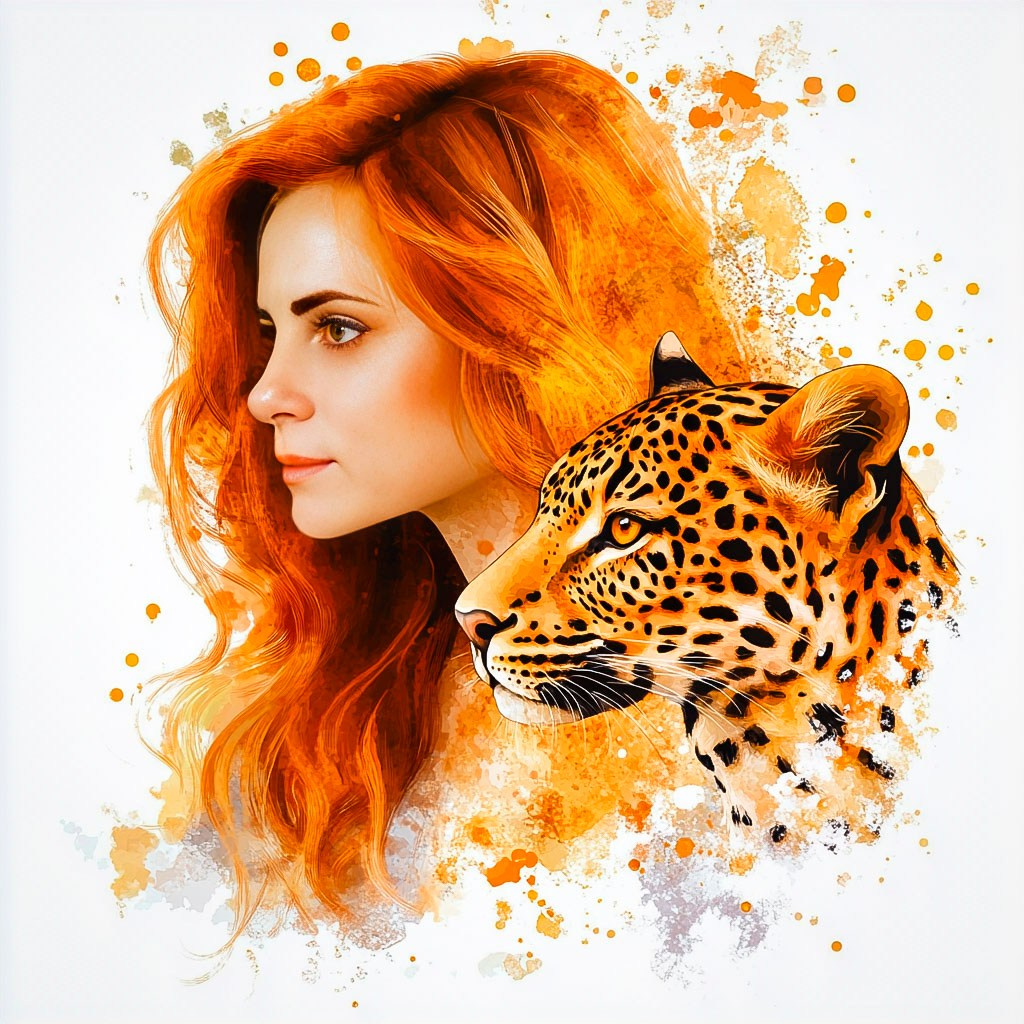 Нейрофотосессия для Ольги. Девушка с пантерой/леопардом/в воде/в красном платье. ФотоХудожник Харитонова Ирина г. Санкт-Петербург