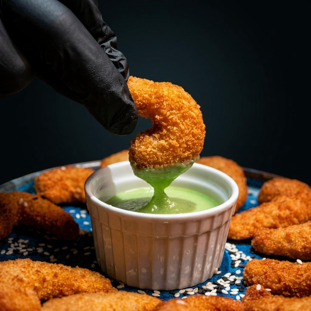 креветки в панировке с соусом васаби 