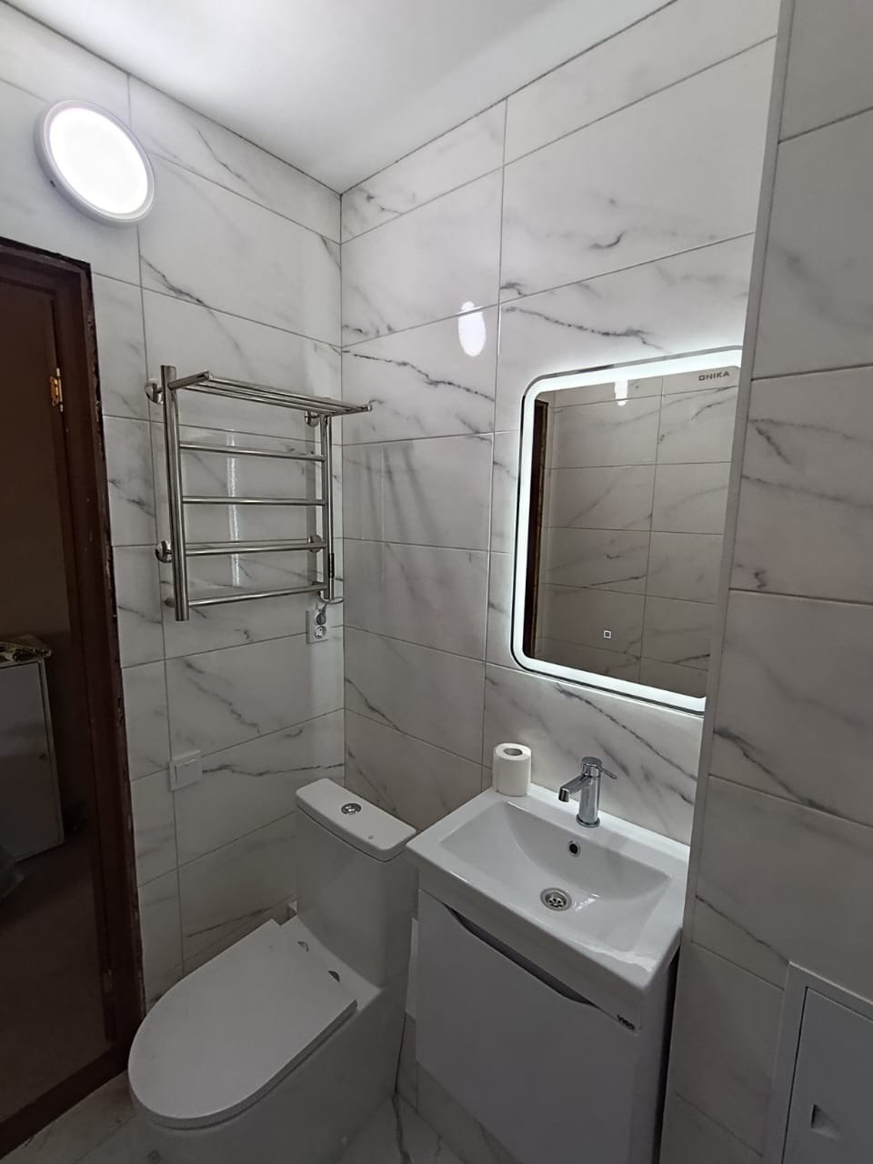 Ванная комната (ул. Андрея Адо д. 16). Ремонт санузла, туалета, ванной под ключ в Казани. Укладка плитки