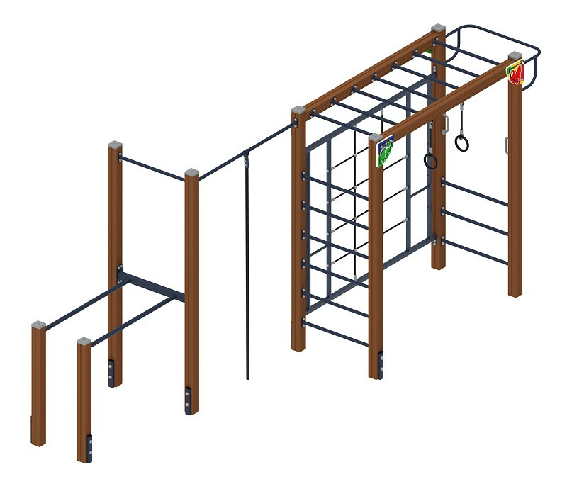 Спортивная серия (Граффити) СК 2.01.16-01 Габариты (ШхДхВ): 5900х1900х2500 Зона безопасности, мм: 8900х4900 Возрастные ограничения 5-12 лет