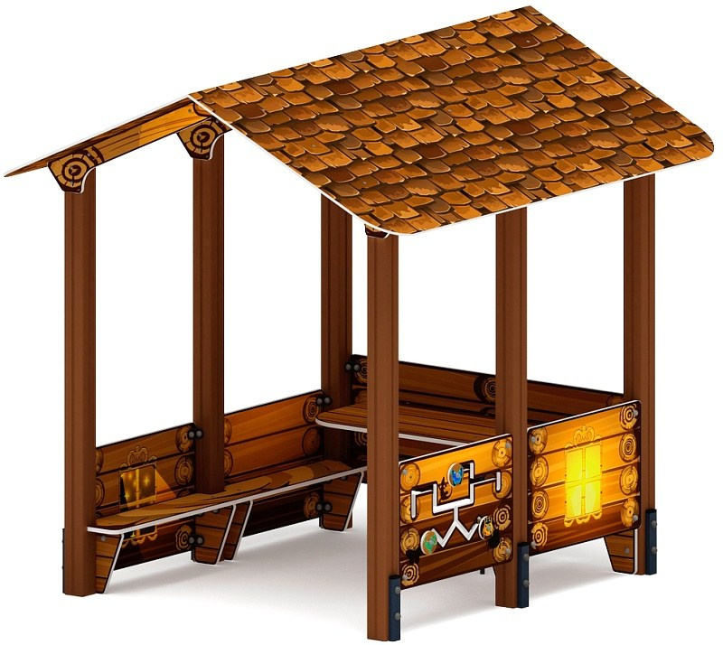 Домик большой 2 (Эко) МФ 10.01.08-02 Габариты (ШхДхВ): 2140х2400х2400 Зона безопасности, мм: 3140х3400