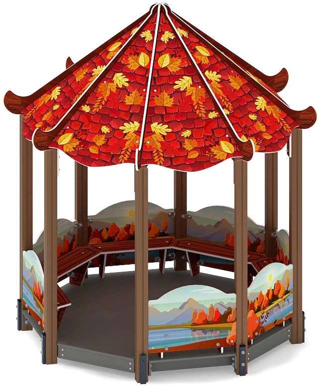 Беседка-пагода Карнавал (Осень) - МФ 10.22.01-20 Габариты (ШхДхВ): 2780x2780x3100 Зона безопасности, мм: 4780х4780