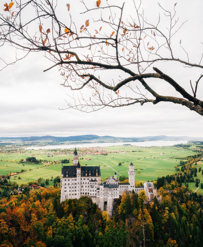 Neuschwanstein castle in autumn in Bavaria, Germany