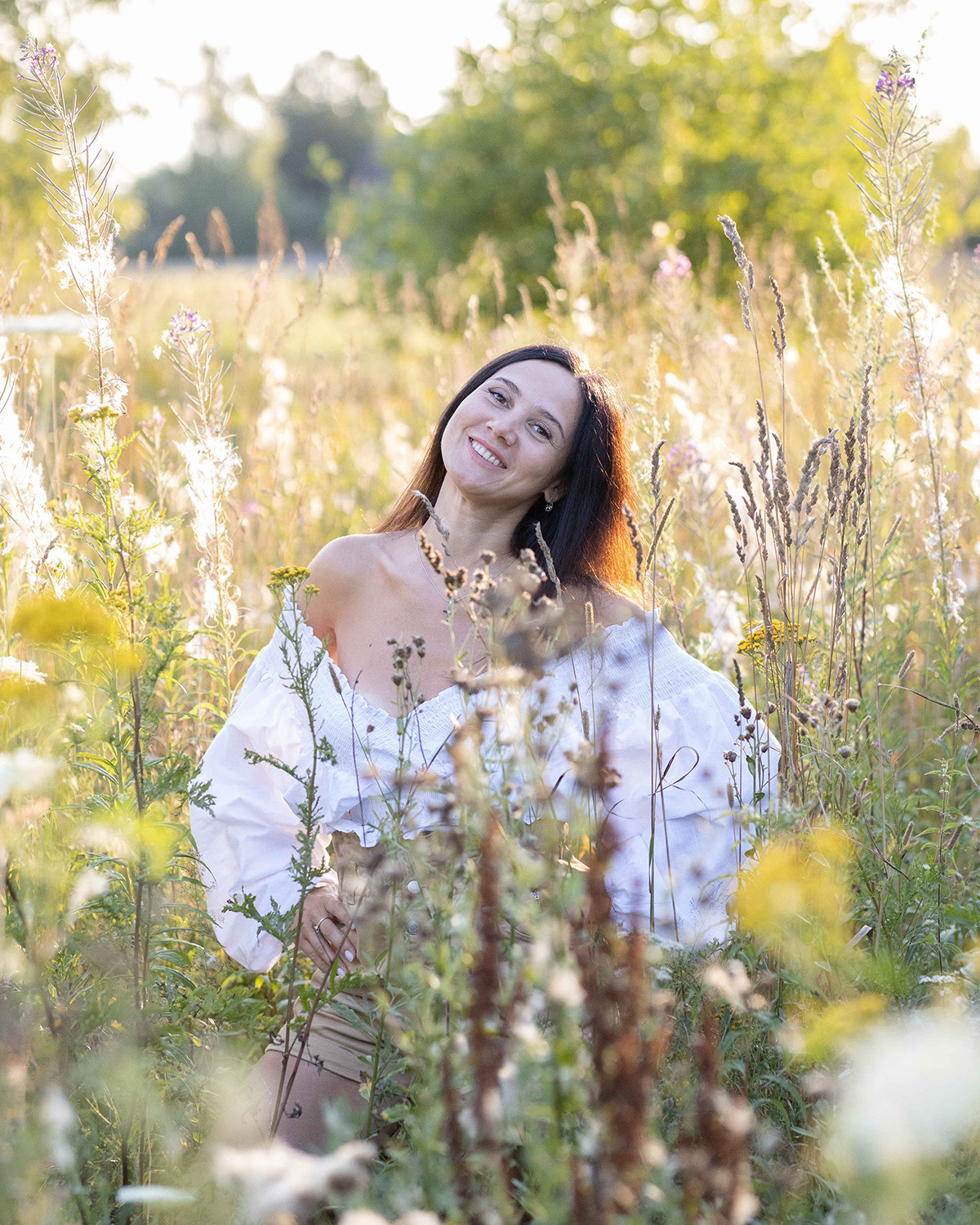 Фото с полевыми цветами. Портретный фотограф Екатерина Лысенко, Москва