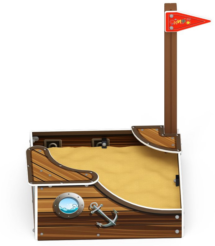 Песочница средняя Кораблик - ИО 5.03.01-02 Габариты (ШхДхВ): 1535x1300x1500 Зона безопасности, мм: 2535х2300 