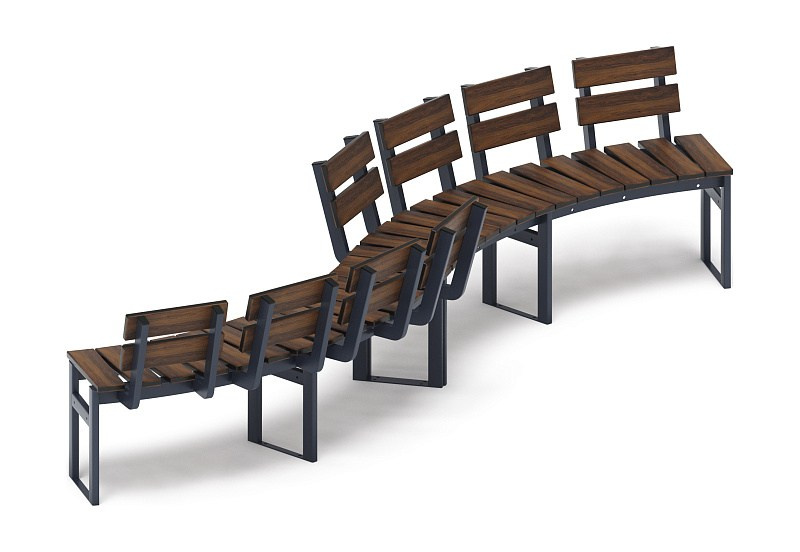 Модульная скамья радиальная (темный дуб) МФ 42.01.22 Габариты (ШхДхВ): 3280х1090х740 мм