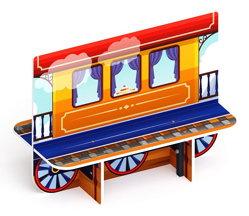 Вагончик - Скамейка детская - МФ 41.03.07 Габариты (ШхДхВ): 1180x620x900 мм Зона безопасности, мм: 2180х1620 Возрастные ограничения от 3 лет 