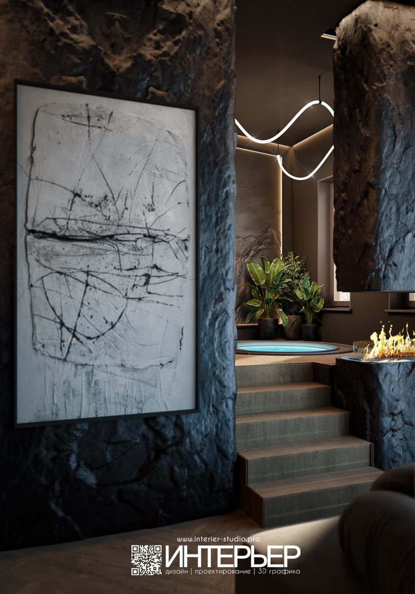 Дизайн-проект Гостевого дом со Спа, Хамамом, сауной и Джакузи в г. Кисловодске. Дизайн интерьера, 3D визуализация и 3D моделирование. Создание проектов и чертежей. КМВ: Кисловодск, Пятигорск, Ессентуки и удаленно