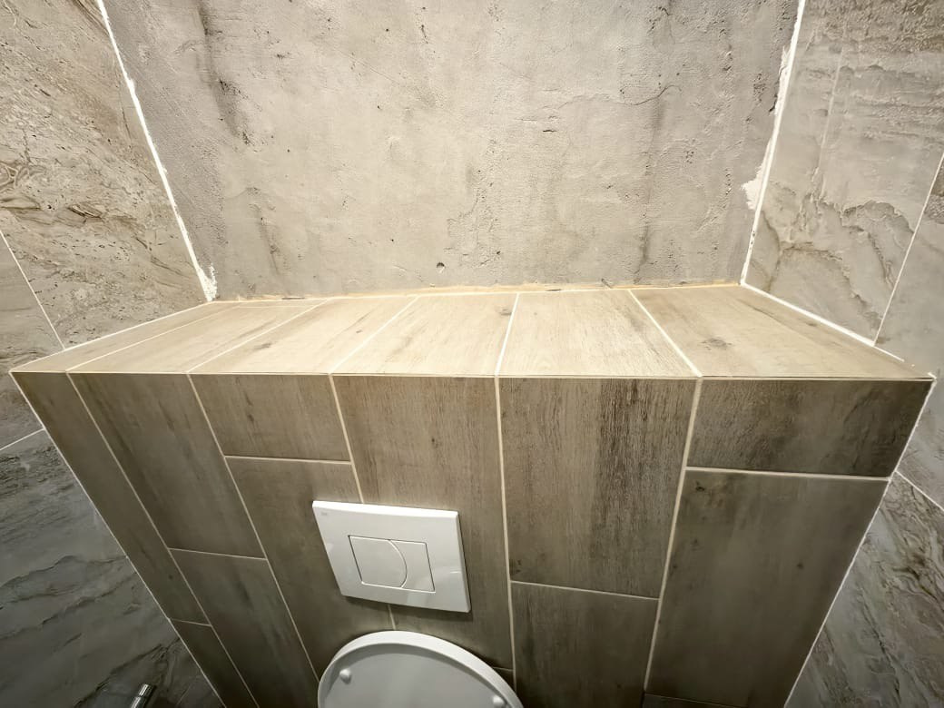 Ванная комната (с. Осиново ул. Спортивная д. 8). Ремонт санузла, туалета, ванной под ключ в Казани. Укладка плитки