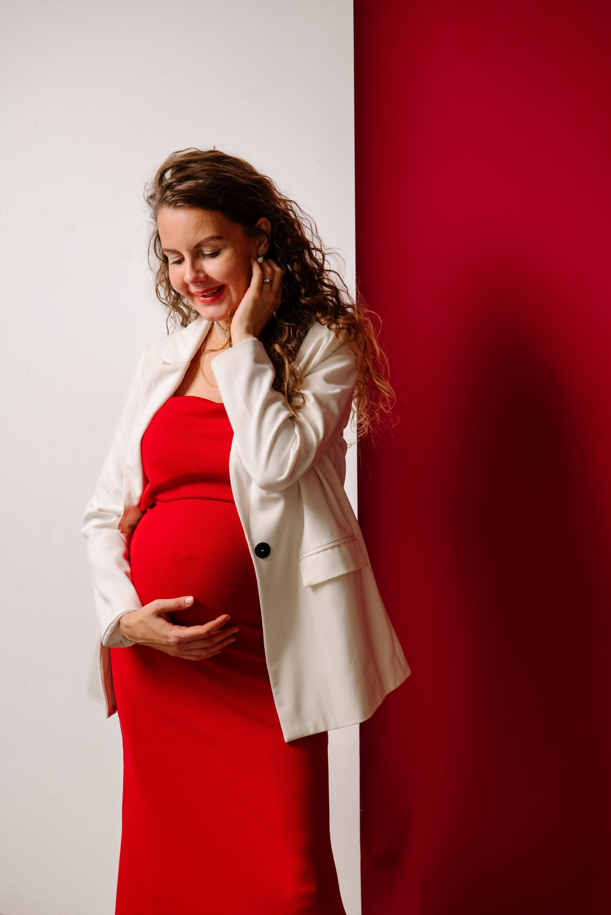 Беременность. В красном. Свадебный и сеейный фотограф в Санкт-Петербурге Елена Худякова