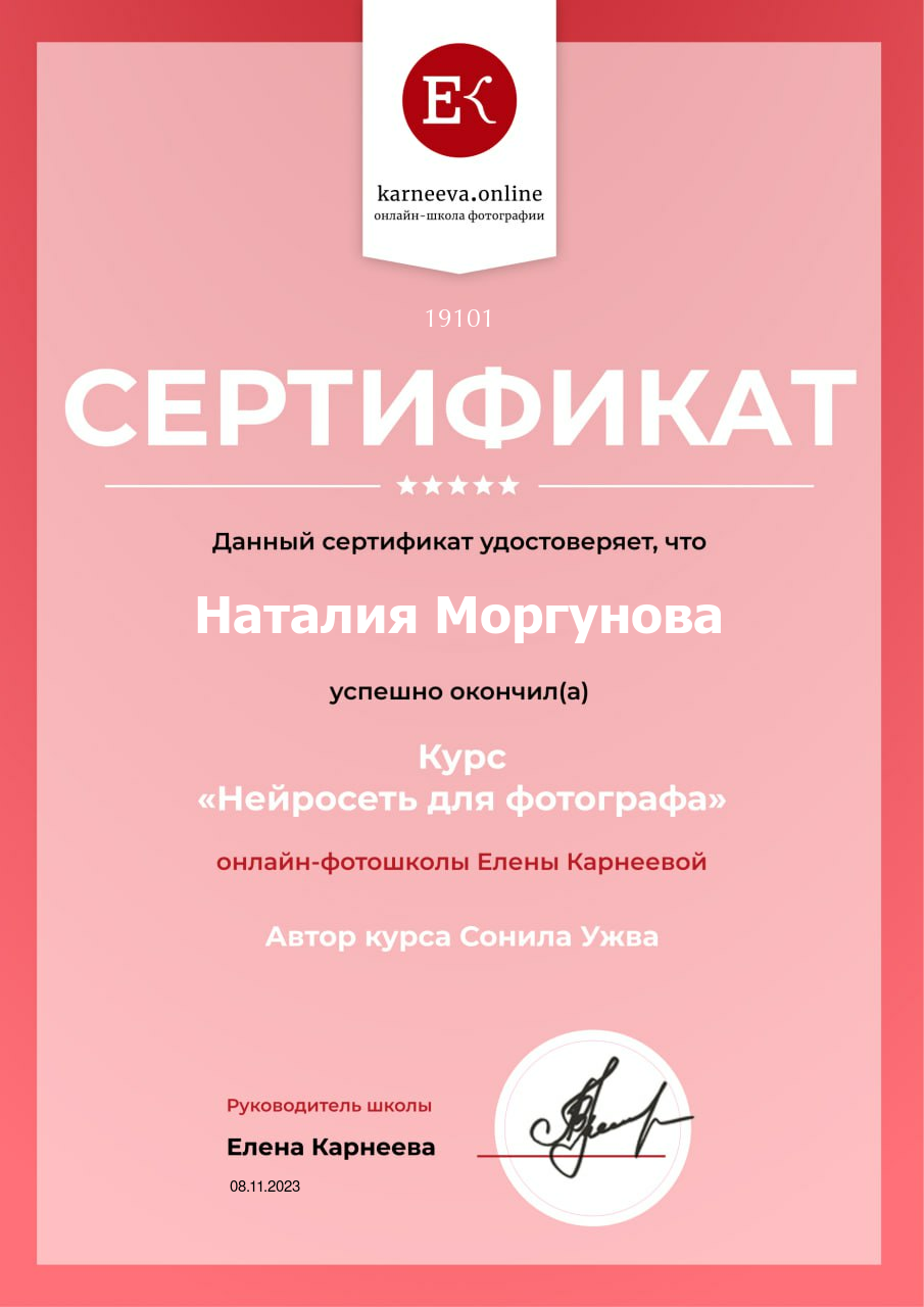 Дипломы. Наталия Моргунова. Фотограф в Королеве и Москве