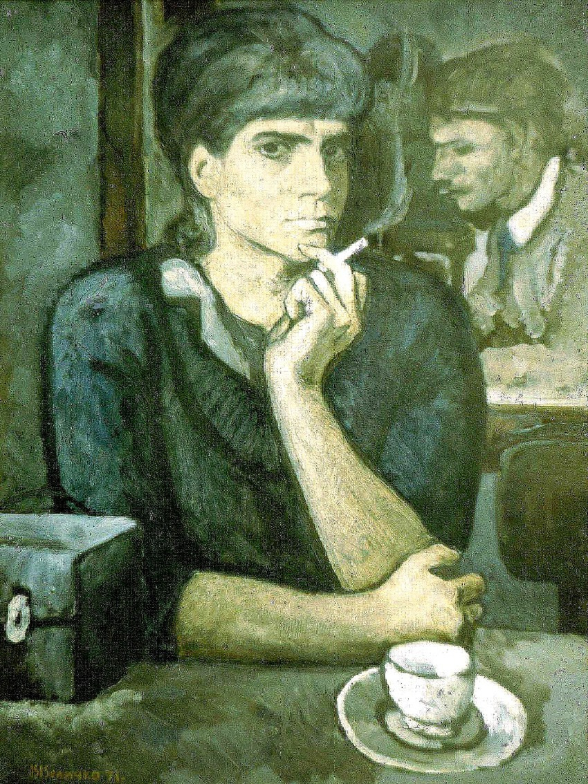 «За столиком кафе» 1971 год Собр. Ф.Ваккари. Италия. Художник Величко Вадим Семёнович