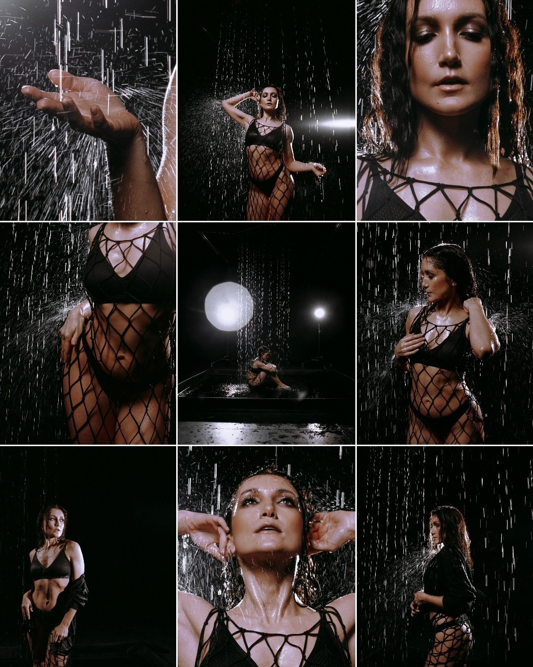 фотосессия девушки под тропическим душем