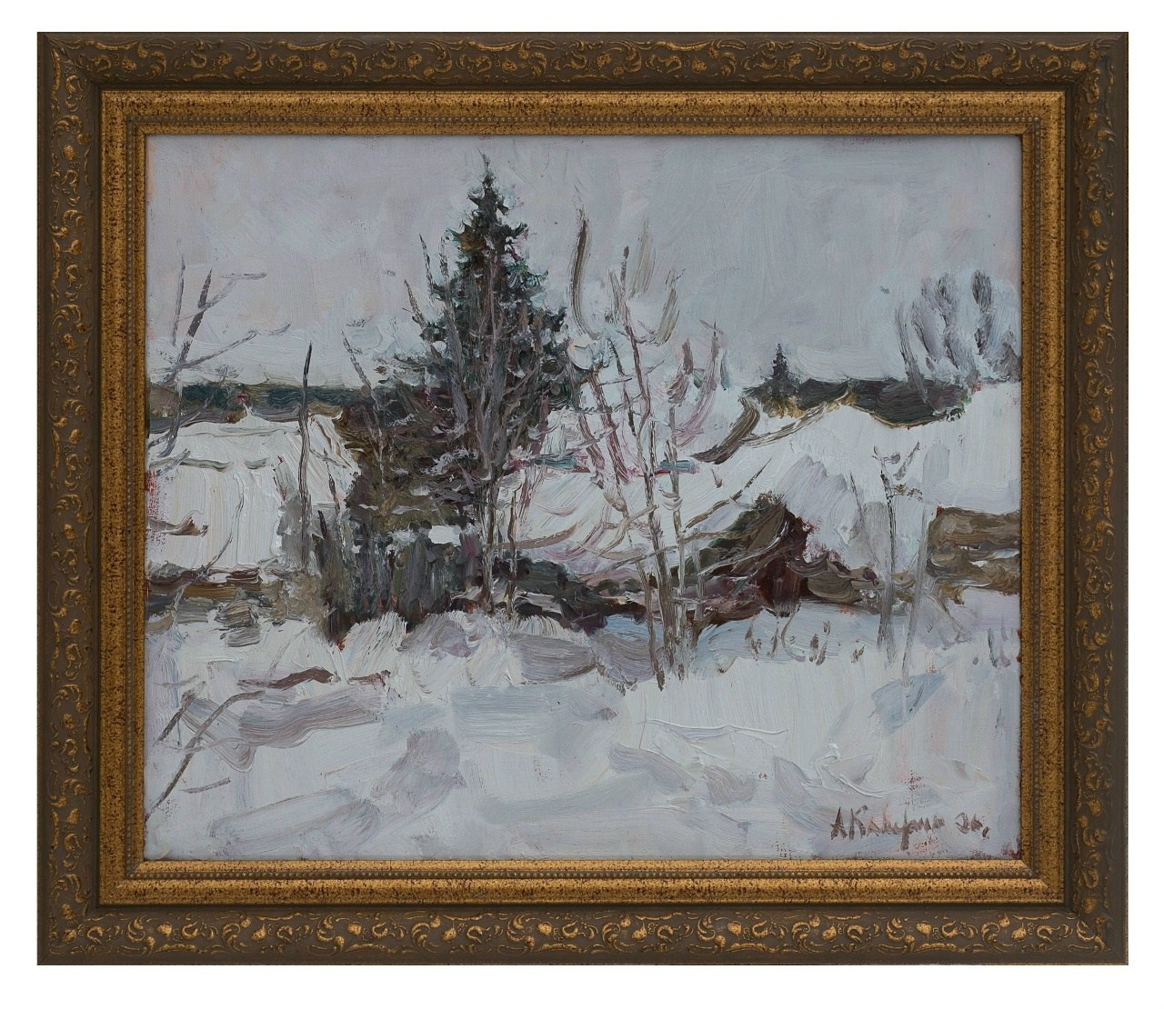 Аргамач-Пальна. Заснеженный дворик. Художник Александр Каверин