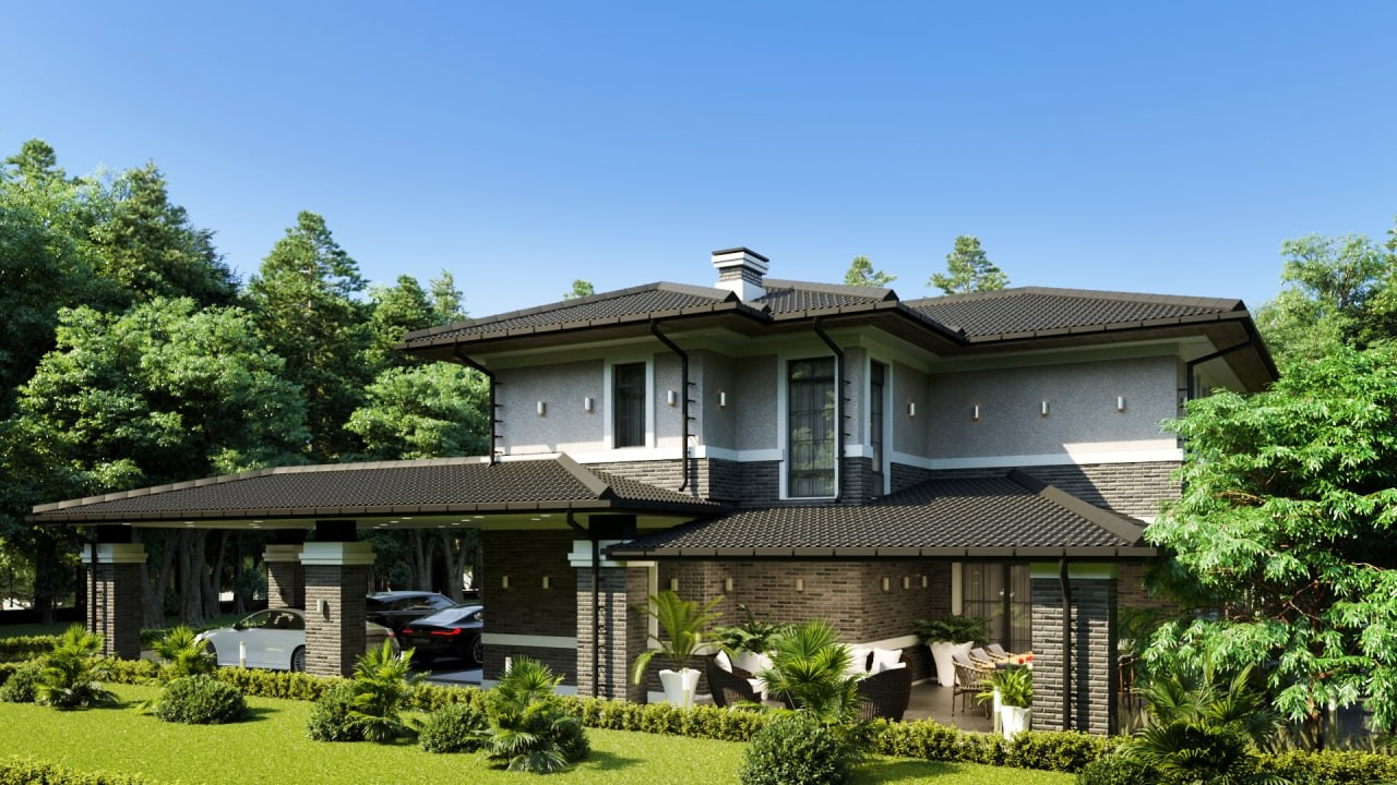 Двухэтажный дом площадью 185 м² в классическом современном стиле в п.Витязево. Архитектор Вера Каракезиди