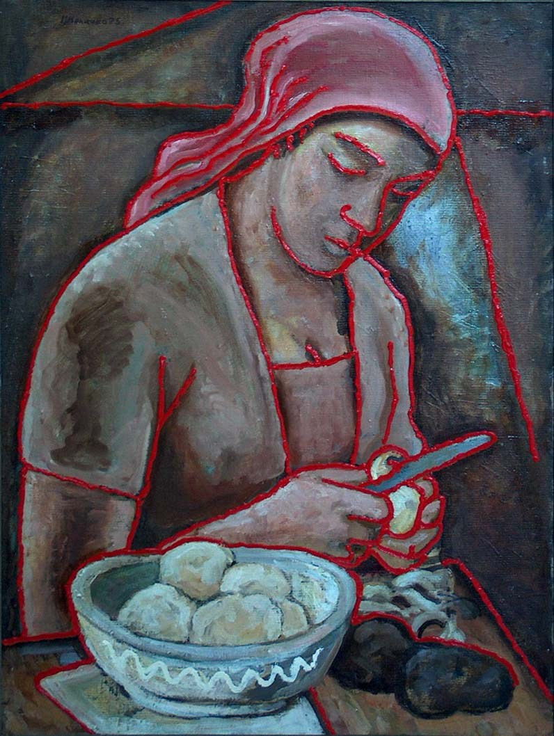 «Чистящая картофель» 1975 год Собр. А.Миронова. Москва. Художник Величко Вадим Семёнович