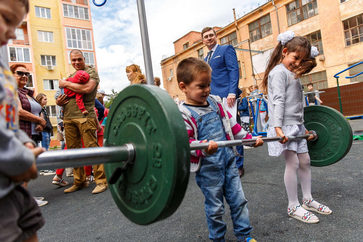 Открытие детской и спортивной площадок в ЖК "Прогресс". Фотограф в Астрахани