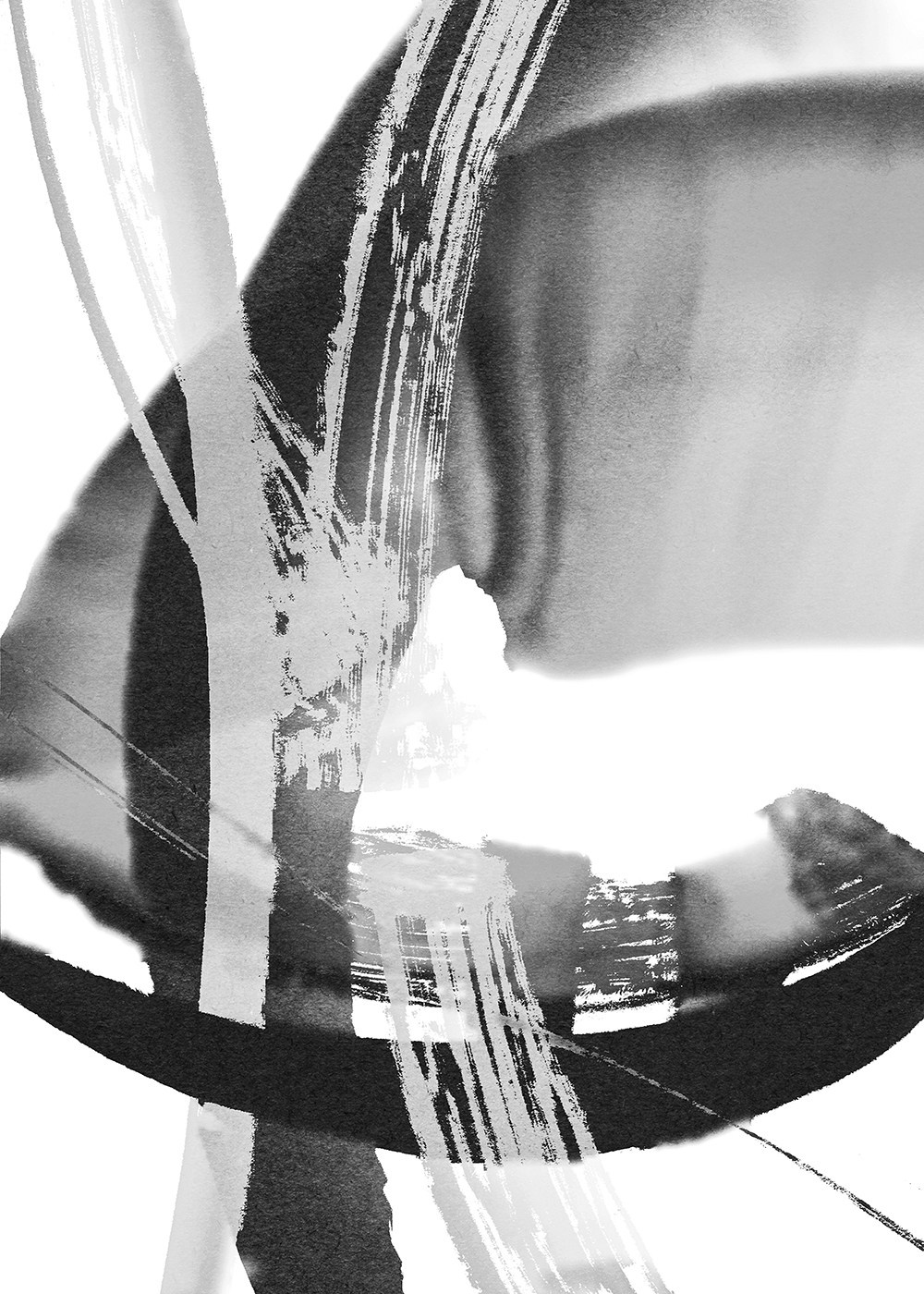 Черно-белая акварельная живопись