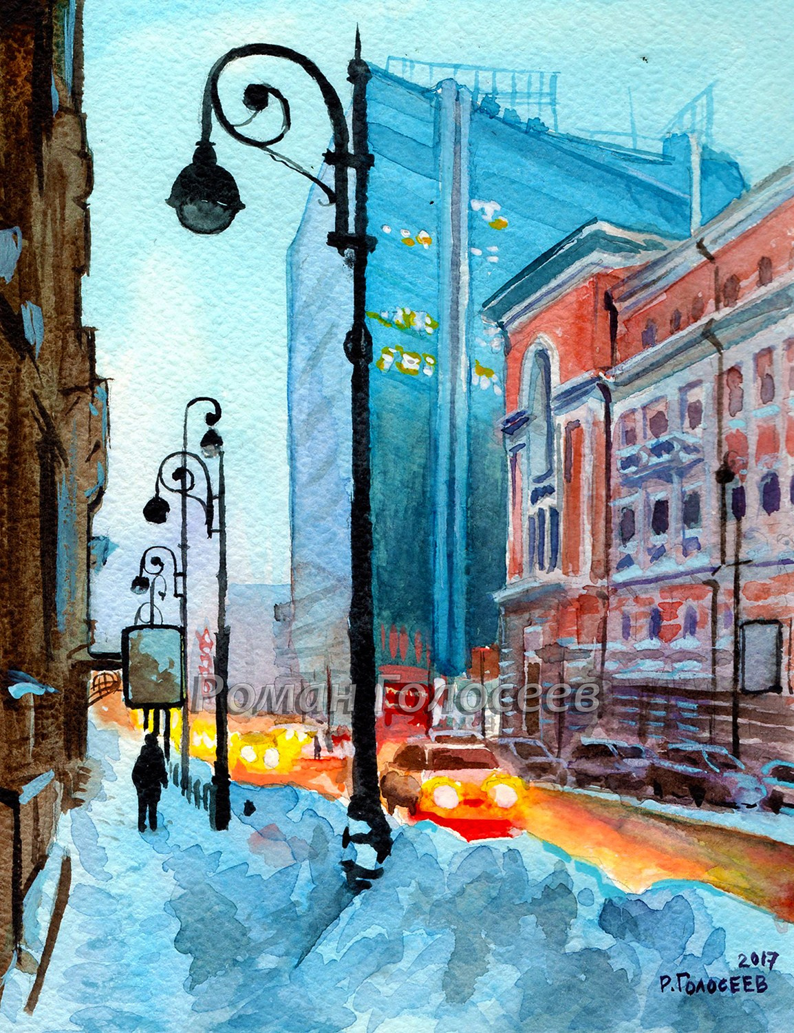 "Последний снег уходящей зимы 2017", 21х16, бумага, акварель, 28.02.2017