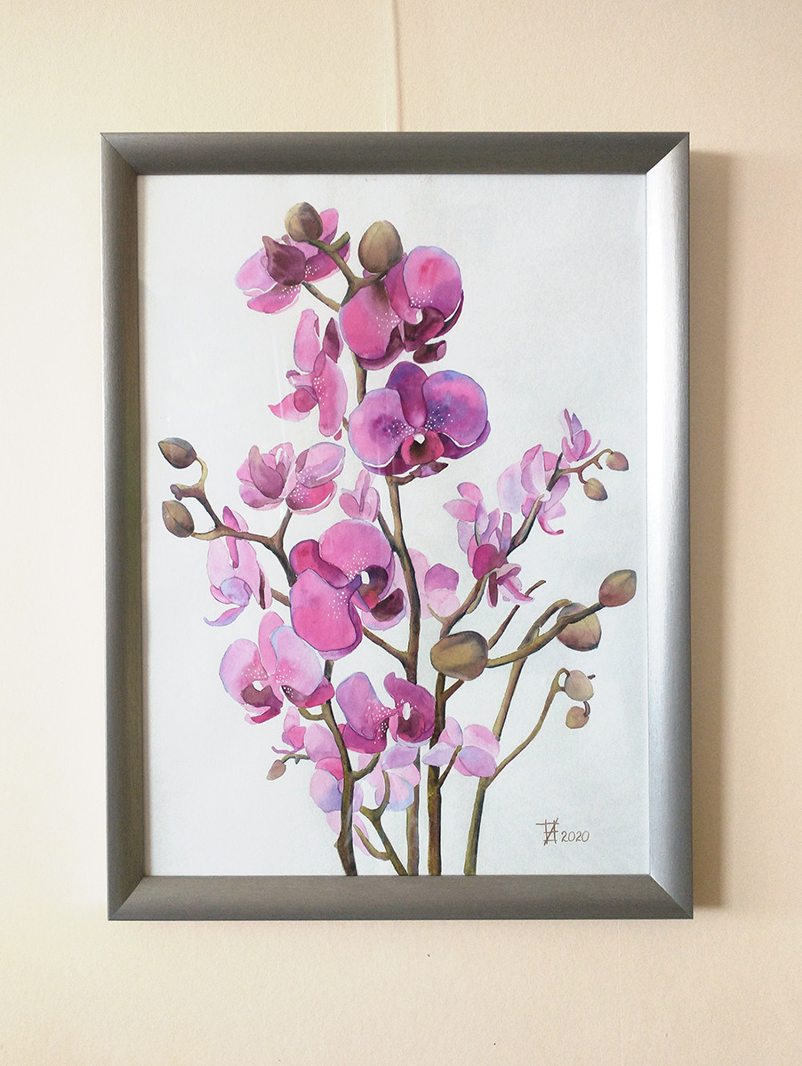 Фиолетовая орхидея. ФотоКисточка. Акварель. Арт-галерея картин Анастасии Дерий