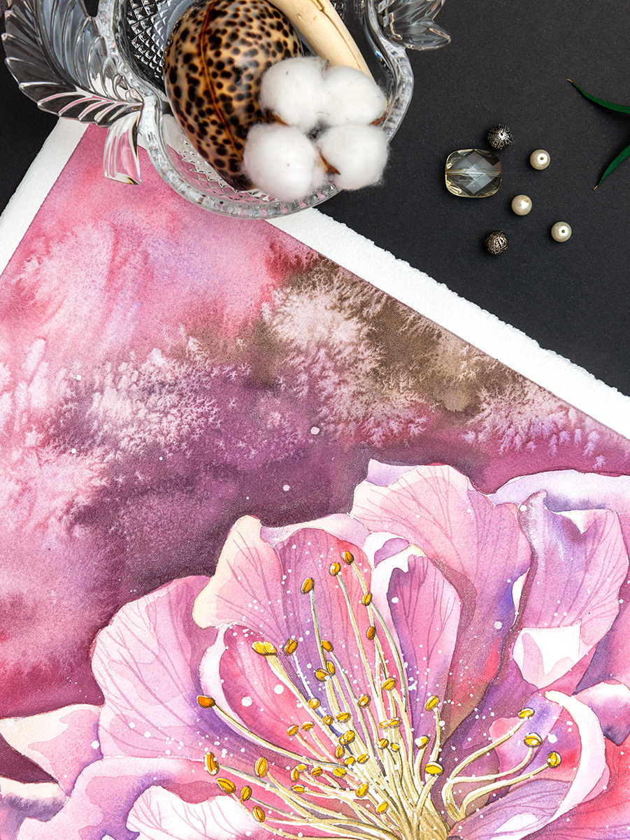 Розовая сакура. ФотоКисточка. Акварель. Арт-галерея картин Анастасии Дерий