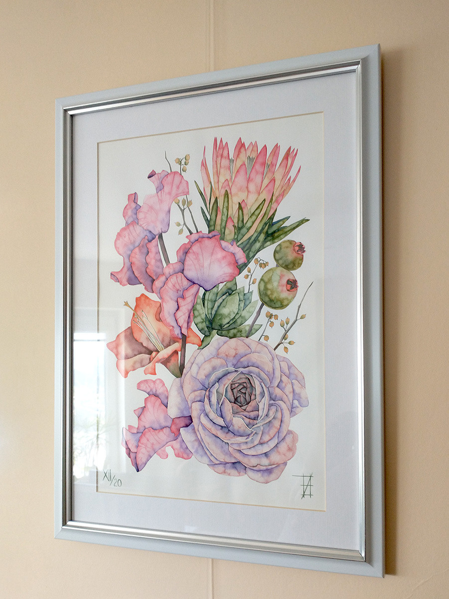 Букет необычных цветов. ФотоКисточка. Акварель. Арт-галерея картин Анастасии Дерий