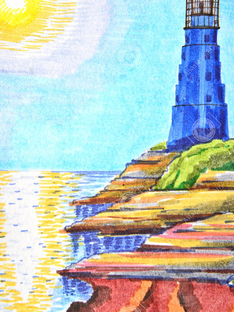 Тарханкутский маяк. ФотоКисточка. Акварель. Арт-галерея картин Анастасии Дерий