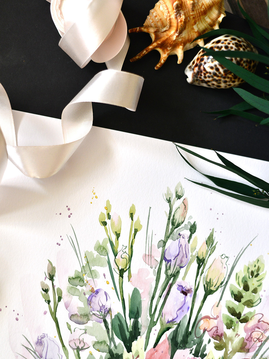 Весенний букет. Этюд. ФотоКисточка. Акварель. Арт-галерея картин Анастасии Дерий