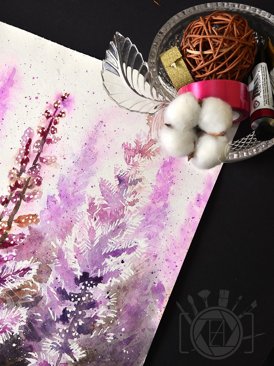 Астильба сиреневая. ФотоКисточка. Акварель. Арт-галерея картин Анастасии Дерий