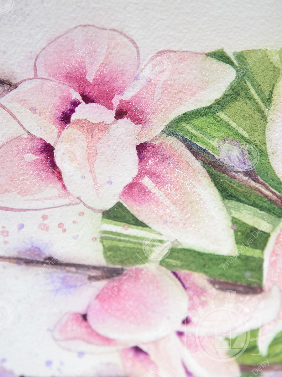 Букет с орхидеями. ФотоКисточка. Акварель. Арт-галерея картин Анастасии Дерий