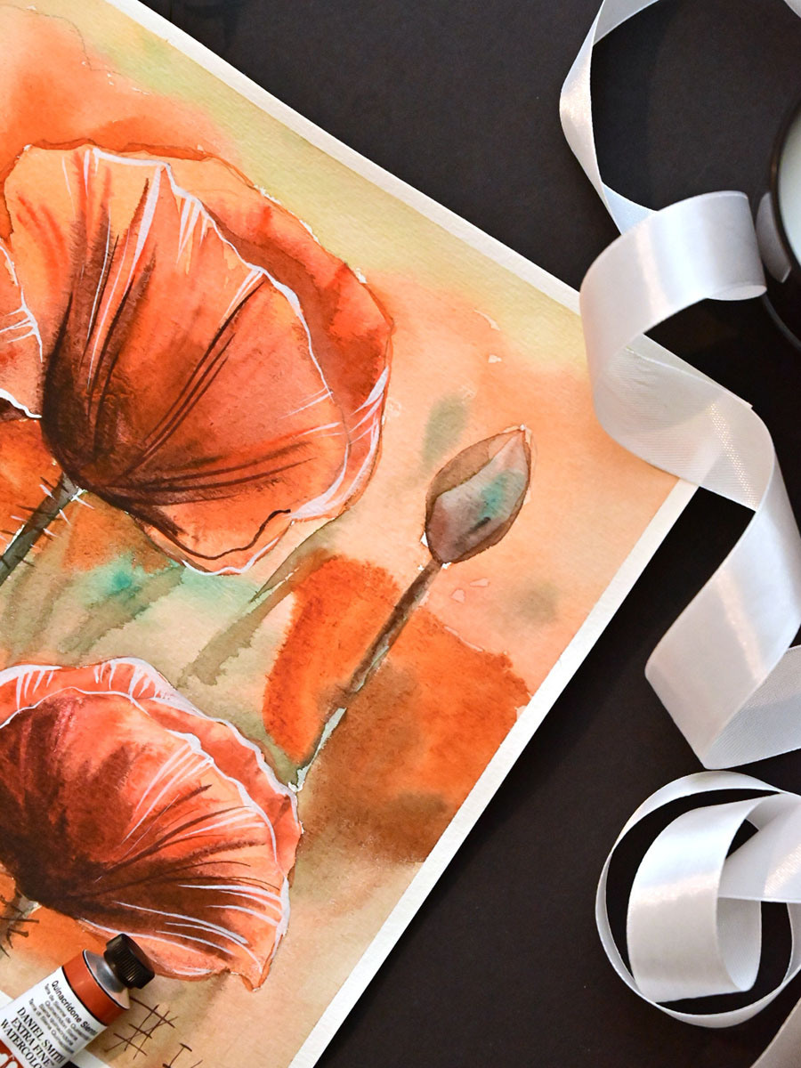 Три красных мака. ФотоКисточка. Акварель. Арт-галерея картин Анастасии Дерий