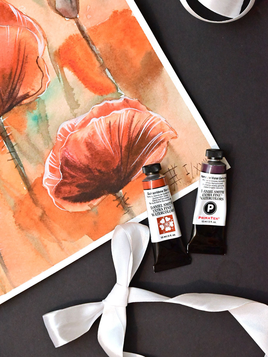 Три красных мака. ФотоКисточка. Акварель. Арт-галерея картин Анастасии Дерий