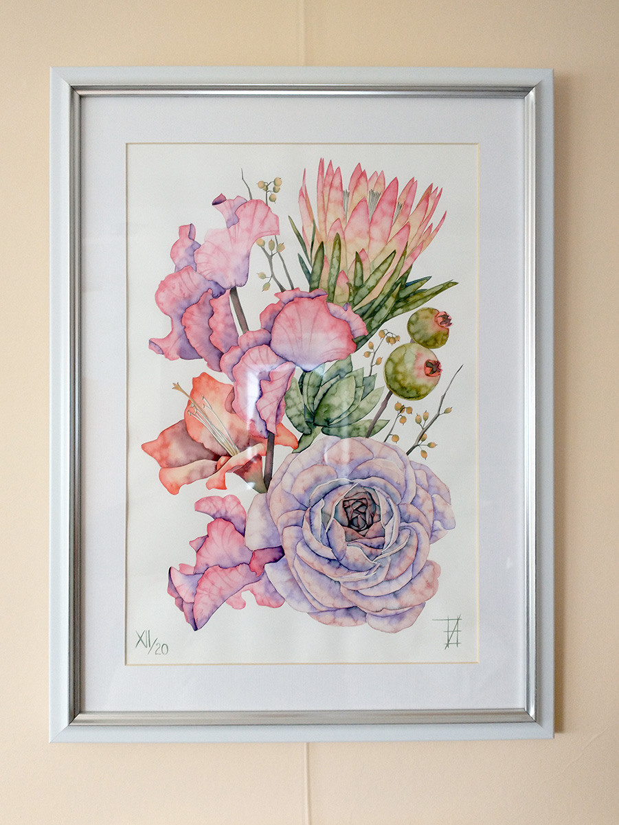 Букет необычных цветов. ФотоКисточка. Акварель. Арт-галерея картин Анастасии Дерий