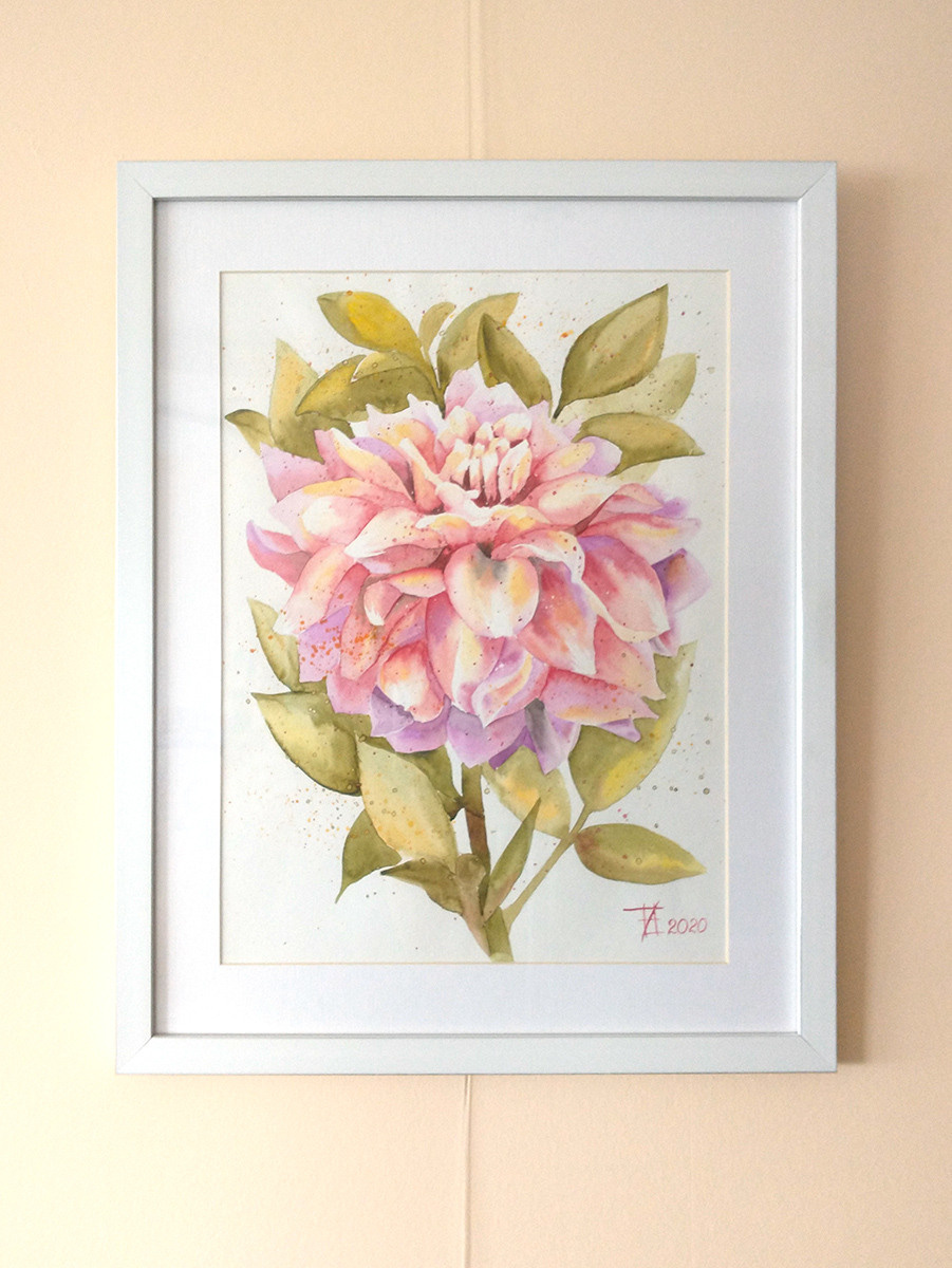 Георгин. ФотоКисточка. Акварель. Арт-галерея картин Анастасии Дерий