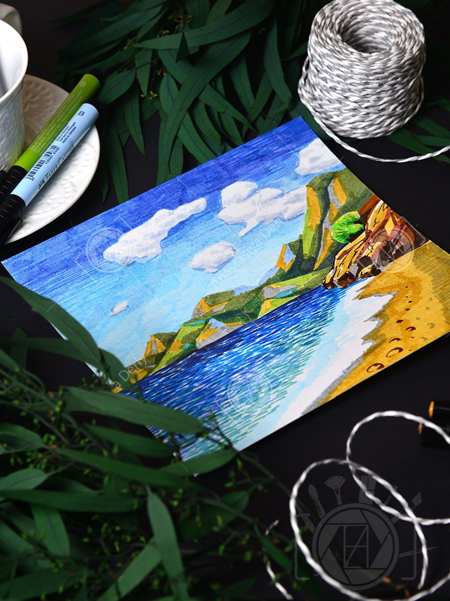 Морское побережье Турции. ФотоКисточка. Акварель. Арт-галерея картин Анастасии Дерий