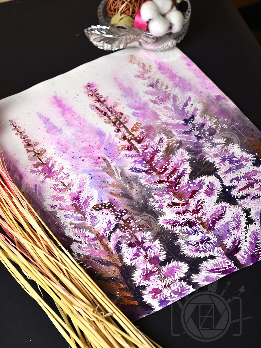 Астильба сиреневая. ФотоКисточка. Акварель. Арт-галерея картин Анастасии Дерий