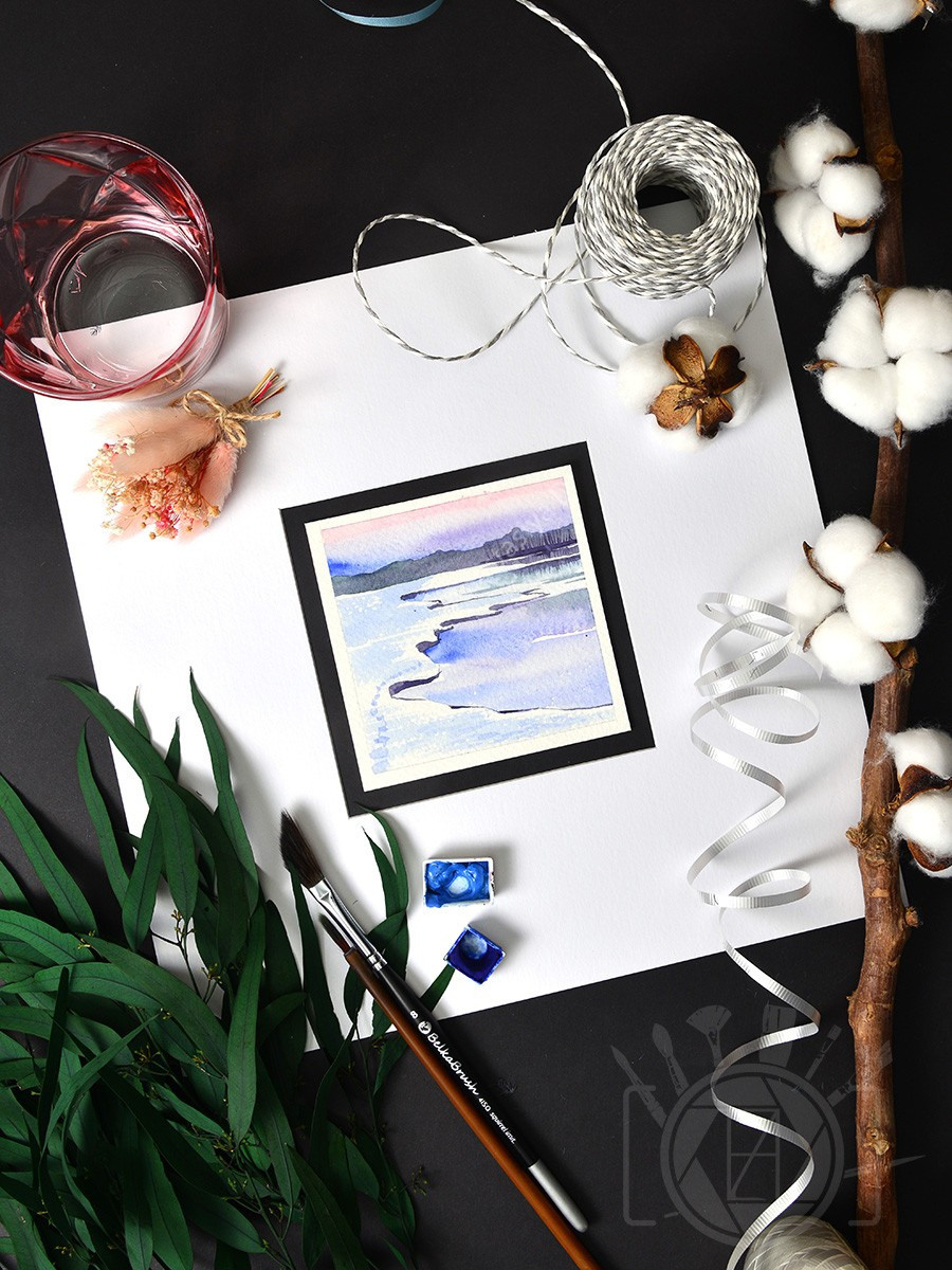 Зимние мини-пейзажи. Реки. ФотоКисточка. Акварель. Арт-галерея картин Анастасии Дерий