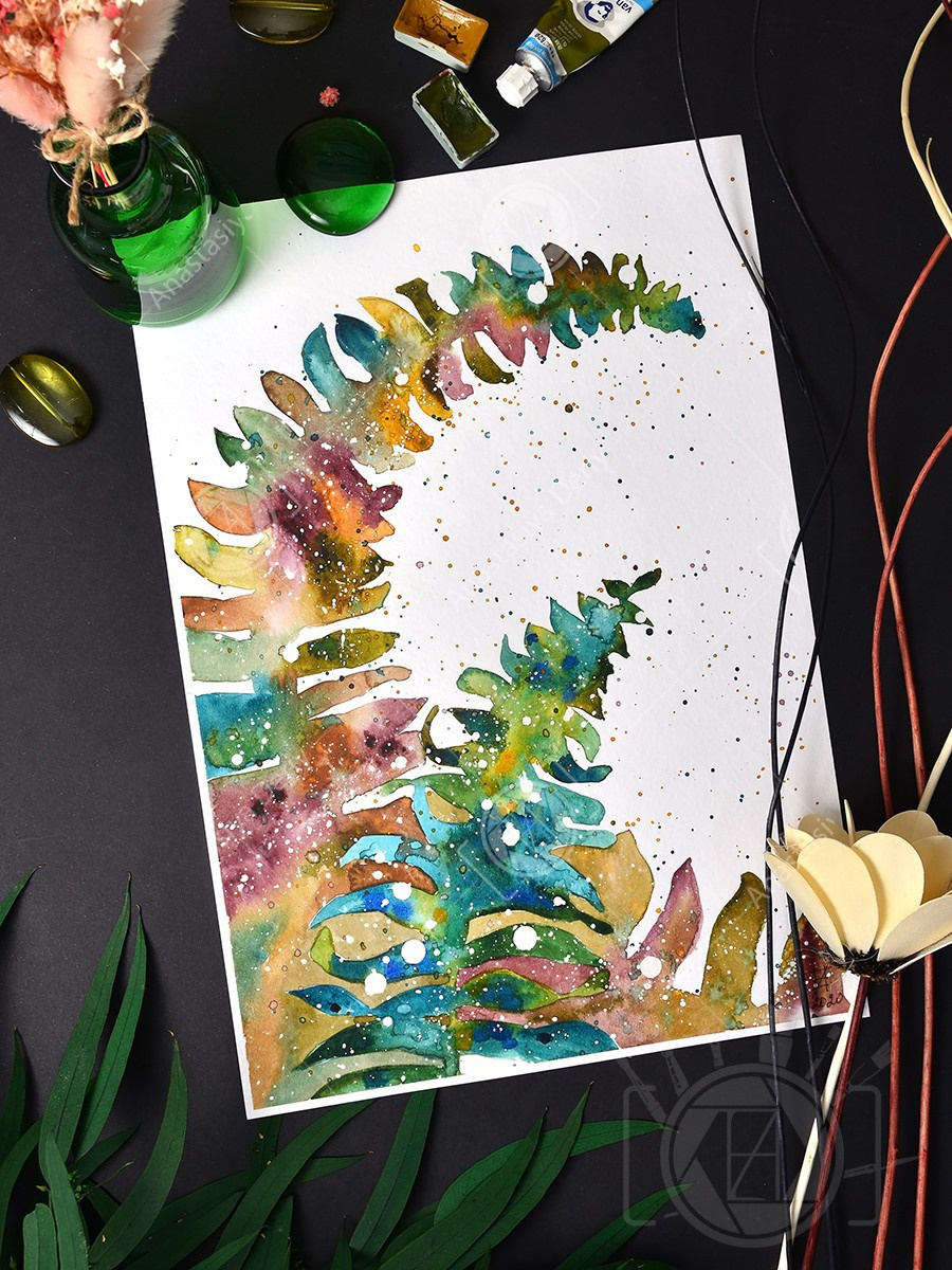 Папоротник. ФотоКисточка. Акварель. Арт-галерея картин Анастасии Дерий