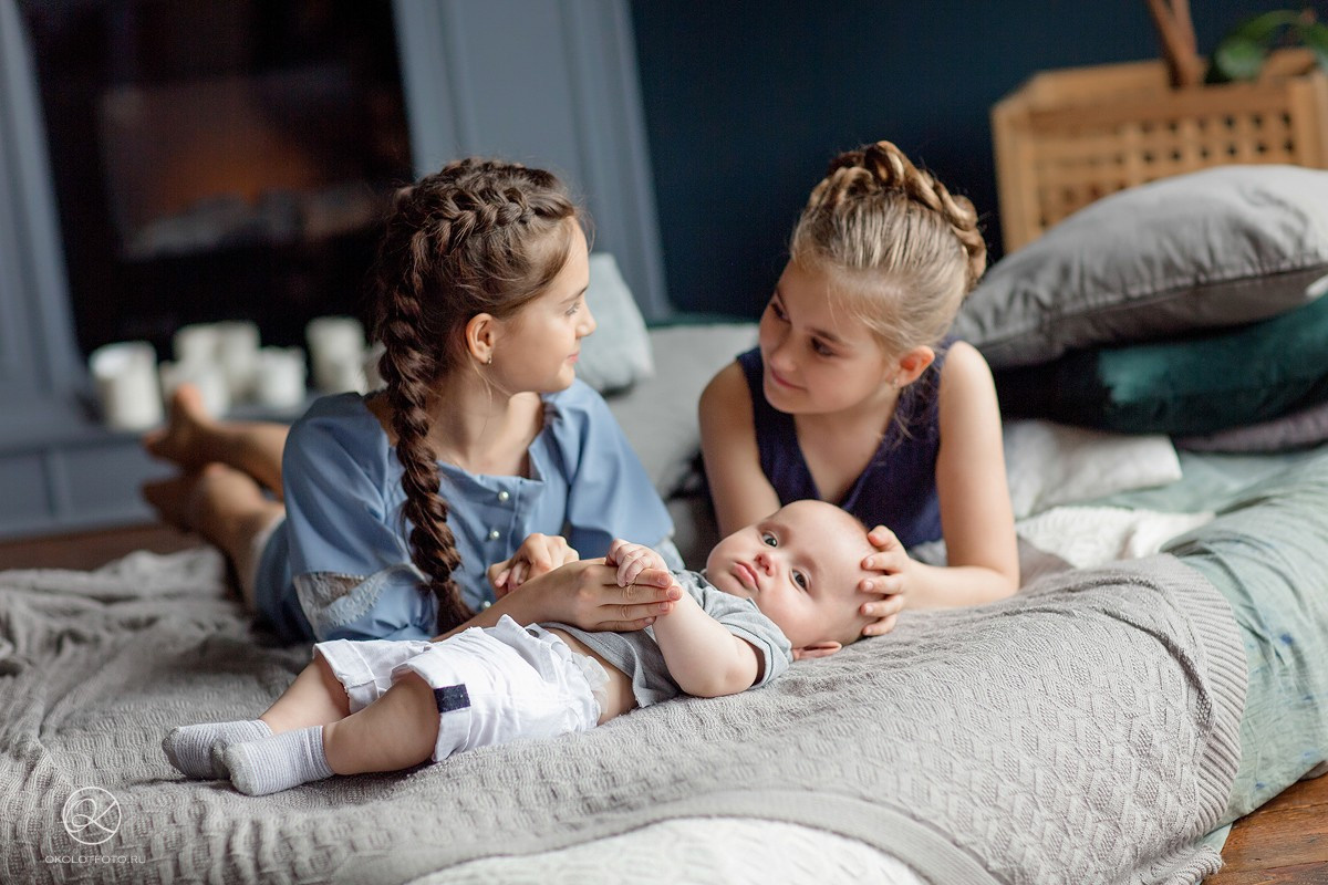Фотосессия большой семьи в студии