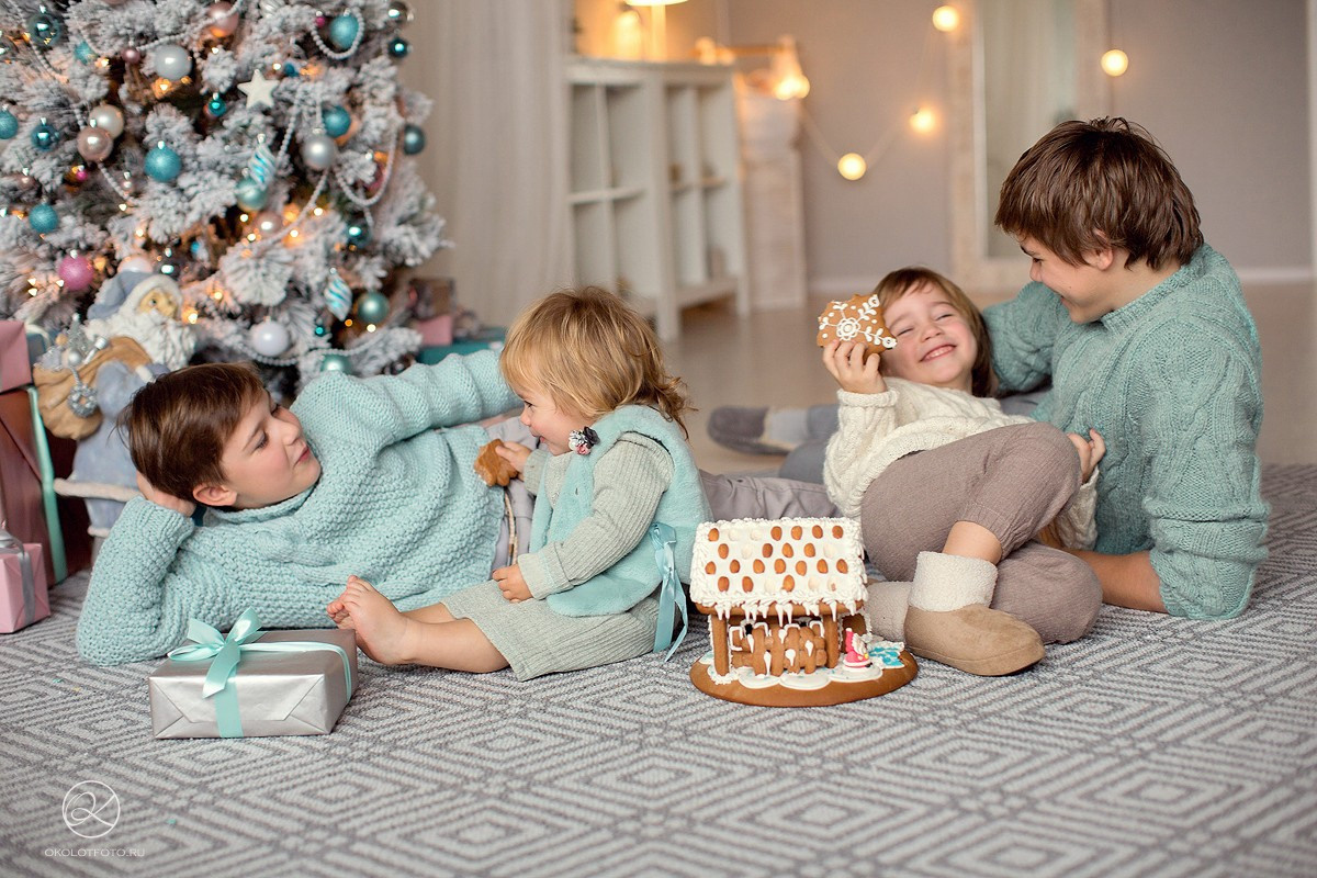 Новогодняя семейная фотосессия в студии