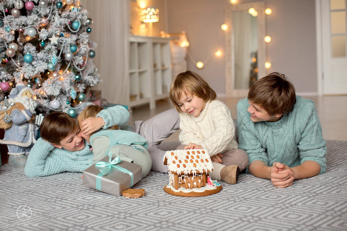 Новогодняя семейная фотосессия в студии
