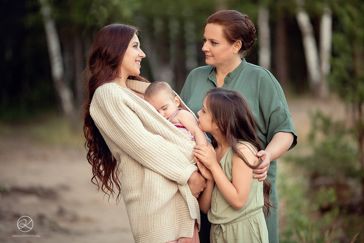 Фотосессия большой семьи на прогулке