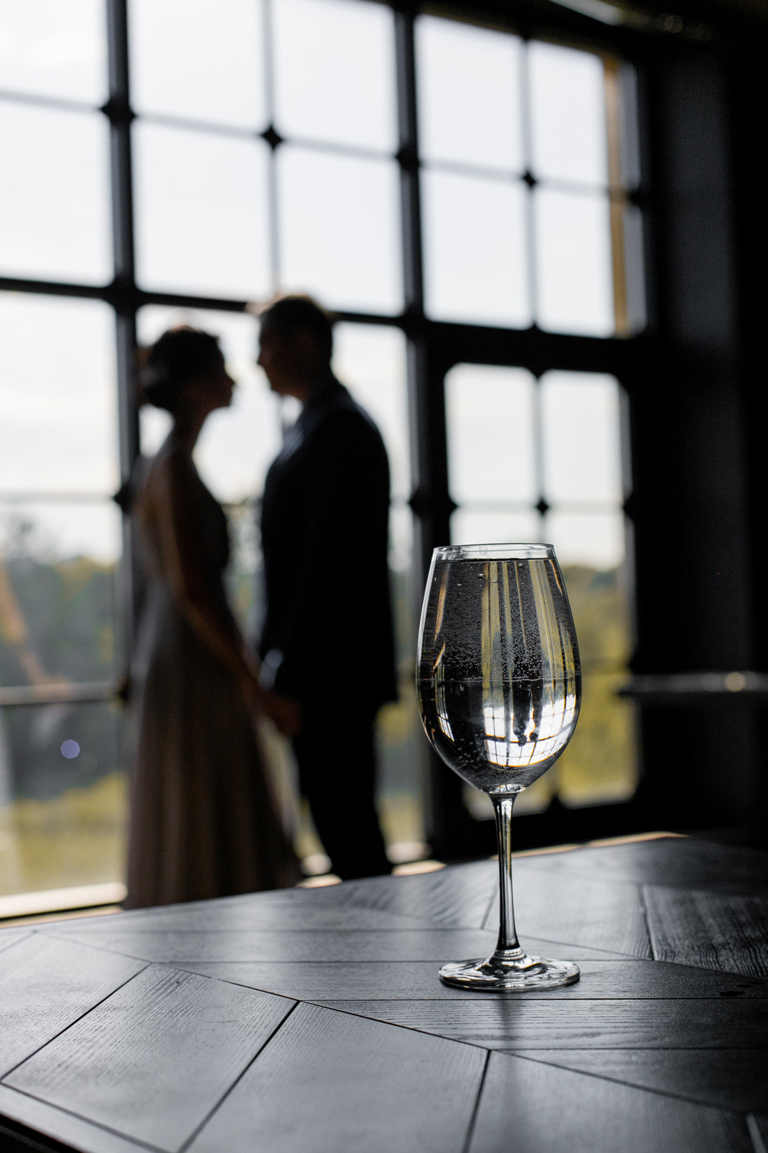 бокал, шампанское, силуэт, двое, пара 