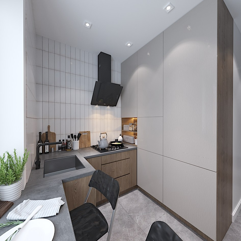 Маленькая кухня в хрущёвке. Студия интерьерной визуализации и дизайна FishkaRom в Краснодаре и по всей России