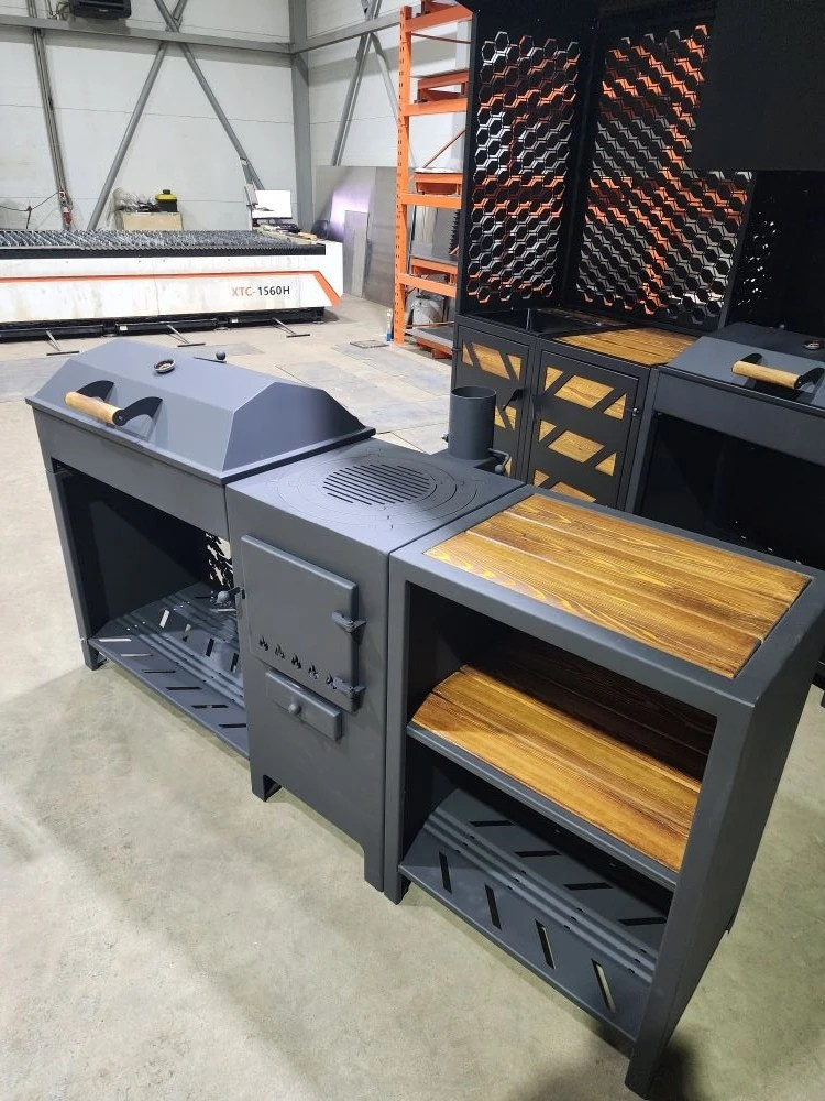 «ДЖЕТА» с печью под казан и смокер с реверсным движением жара. Купить / заказать мангал для дома в Краснодаре от производителя «Дарбин»