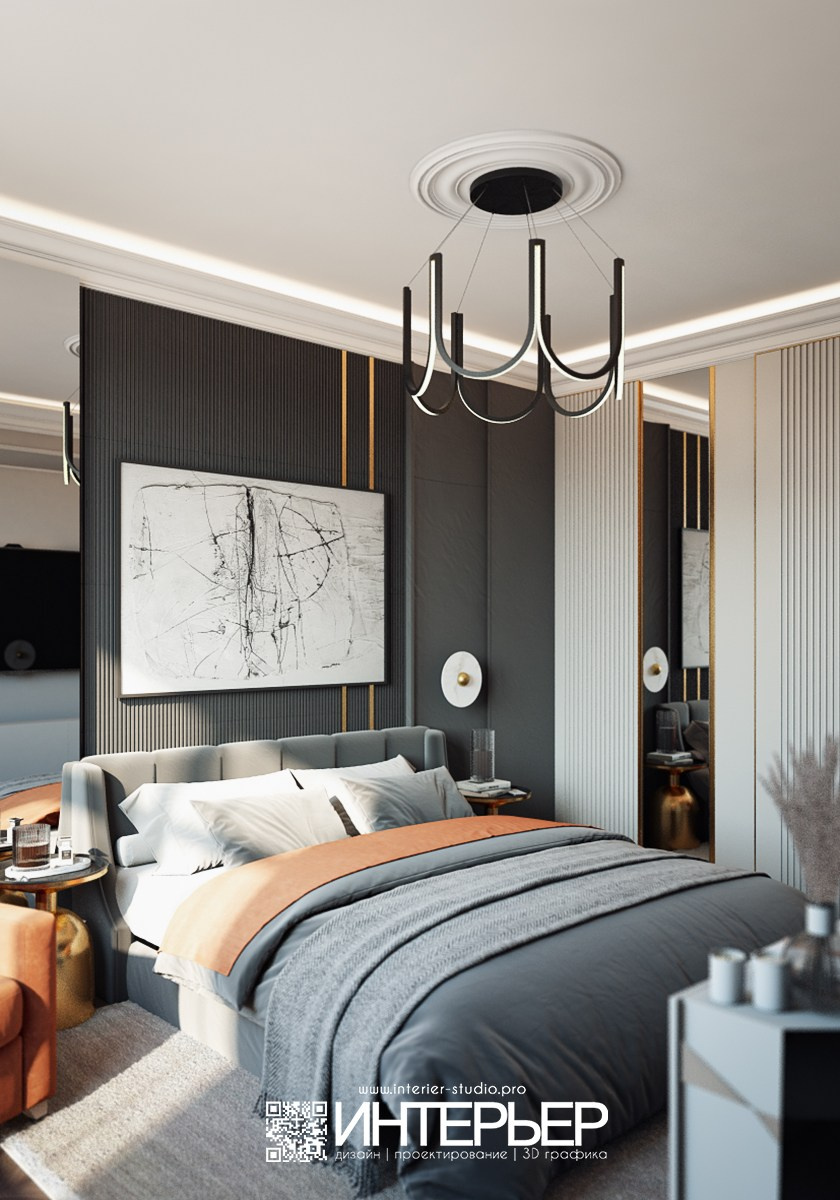 Дизайн-проект квартиры 45 кв. м в ЖК «Курортный» г. Пятигорск, КМВ. Дизайн интерьера, 3D визуализация и 3D моделирование. Создание проектов и чертежей. КМВ: Кисловодск, Пятигорск, Ессентуки и удаленно