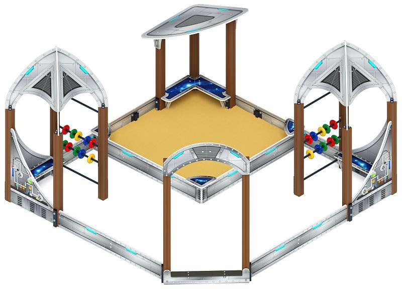 Песочный дворик Космопорт (Серый) - ИО 6.14.02-01 Габариты (ШхДхВ): 4000x4000x2500 Зона безопасности, мм: 5000х5000